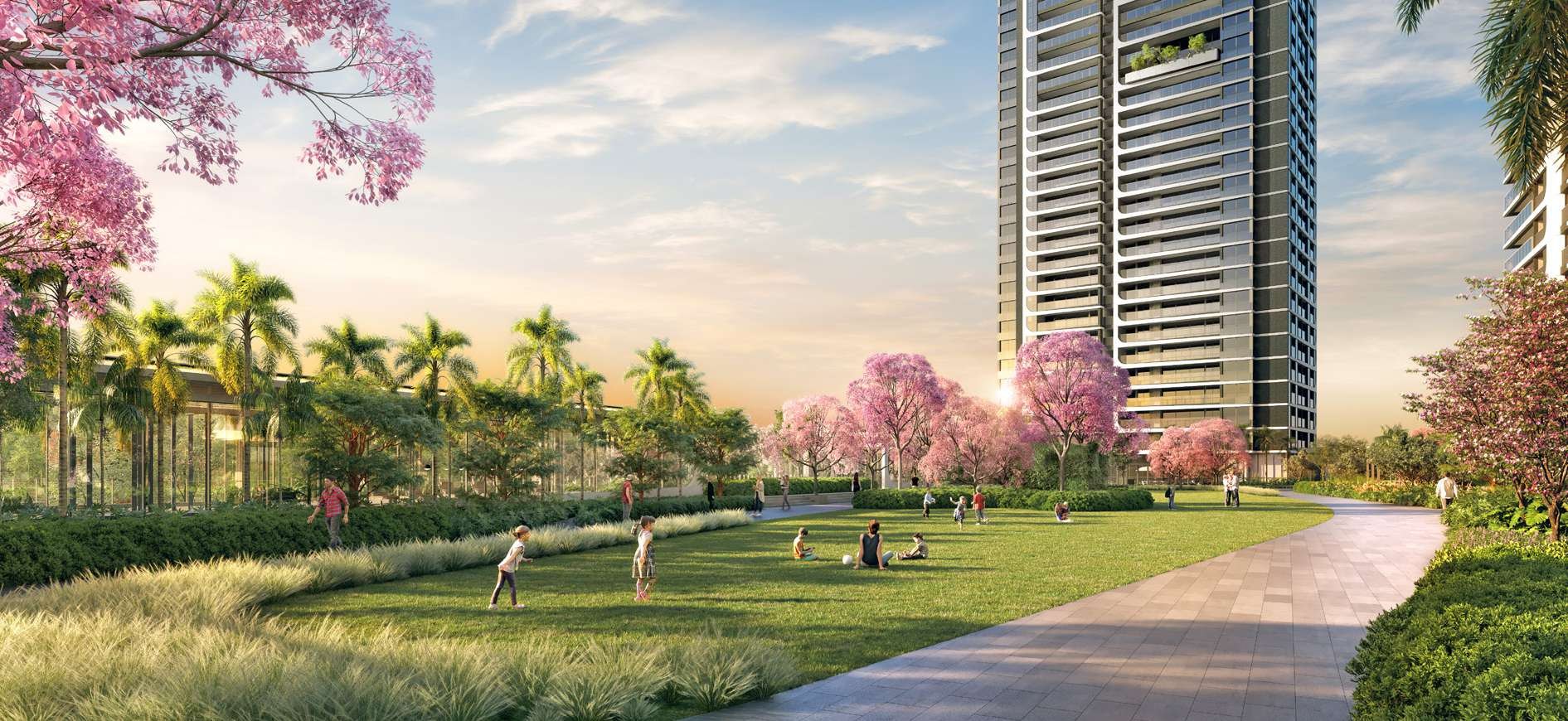 Praça central e paisagismo — Parque Global, São Paulo